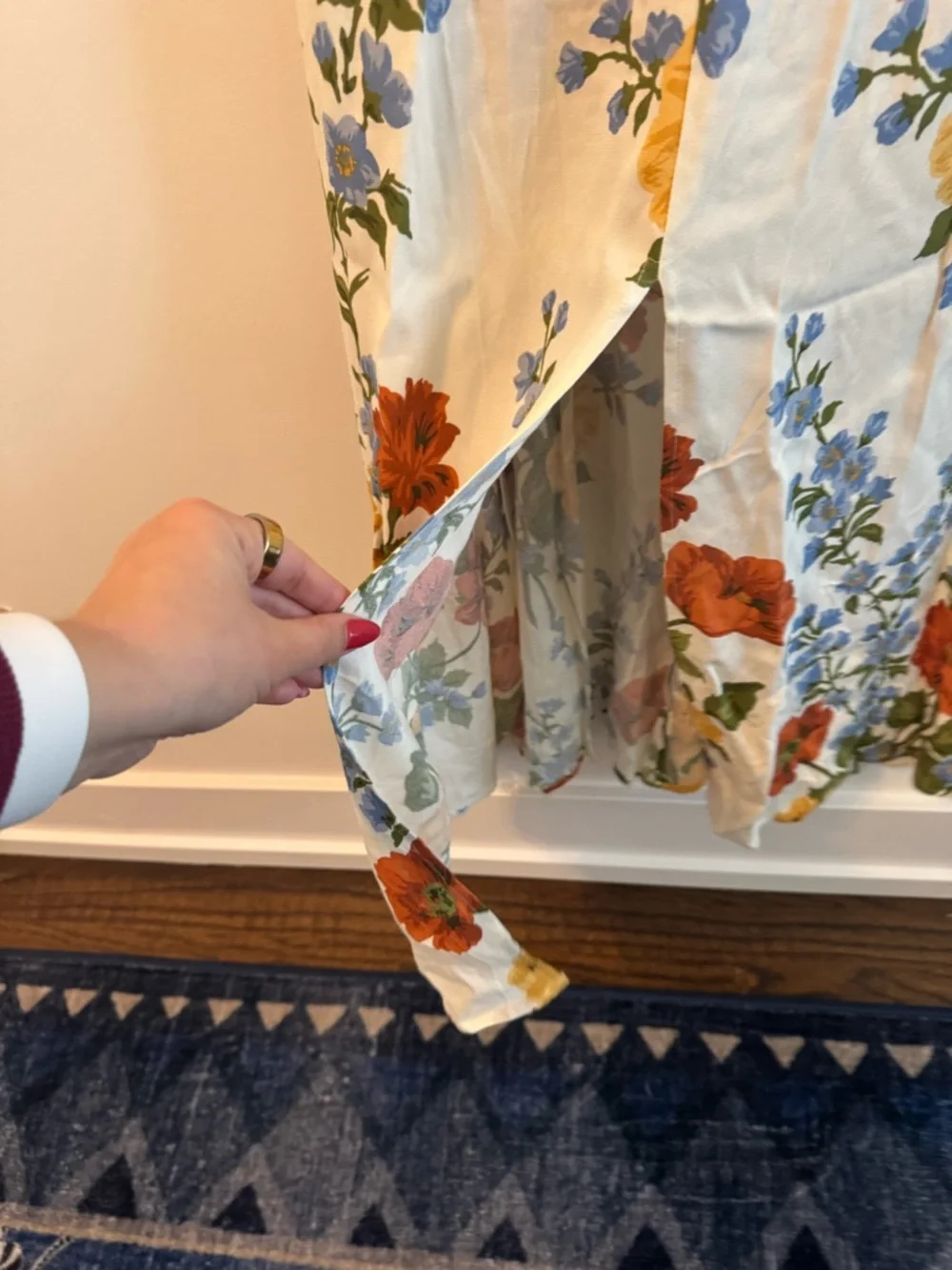 Reformation White Floral Midi Dress with Yellow, Red & Blue Blooms - Picture 4 of 12